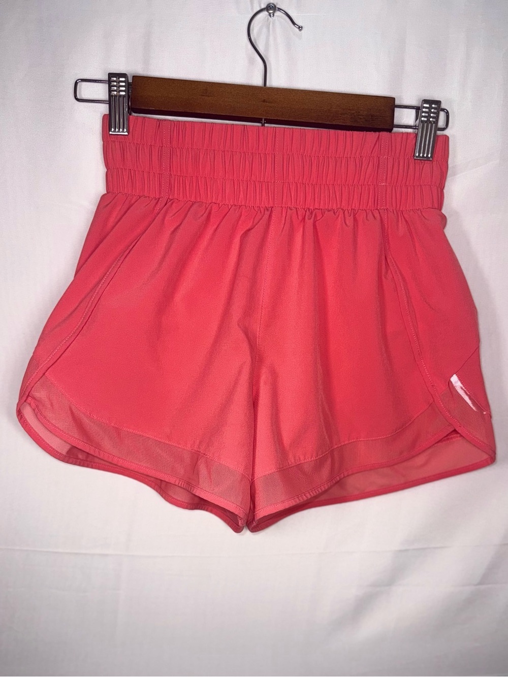 Athleta Women Coral Pink High-Waist Athletic Running Shorts Size XXS